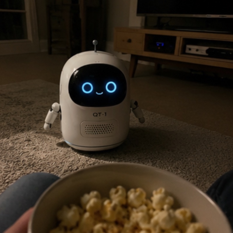 Concept: QT-1 during a family movie night